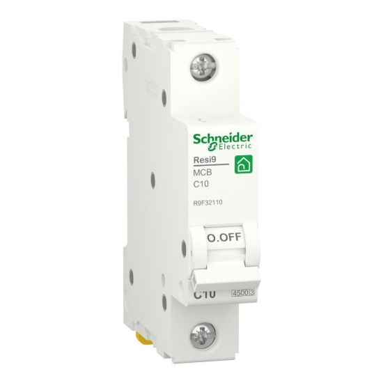 Picture of Miniature circuit breaker (MCB), Resi9, 1P, 10A, C curve, 4500A (IEC/EN 60898-1)