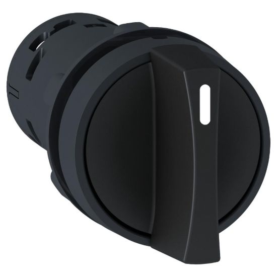 Picture of Monolithic selector switch, Harmony XB7, plastic, black, 22mm, stay put, 2 positions, stay put, 1NO