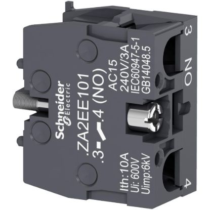 Picture of Contact block, Easy Harmony XA2, single contact, for head 22mm, faston terminal, 1NO