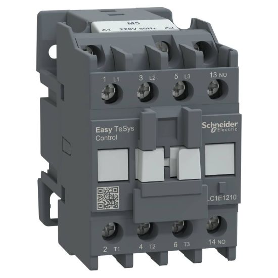 Picture of Contactor,Easy TeSys Control,LC1E,3P(3NO),AC-3,<=440V,12A,220V AC coil,50Hz,1NO auxiliary contact